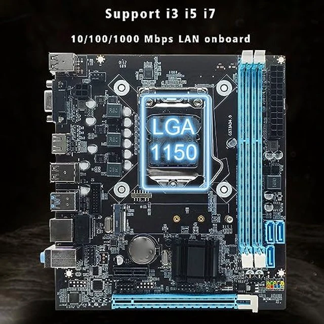 Alt view image 2 of 5 - Yunir Computer Motherboard, H81 Gaming Motherboard Channel Ddr3 M.2 Nvme Ngff Sata Pcie Slot Lga 1150 Micro ATX Pc Motherboard for 4Th Generation