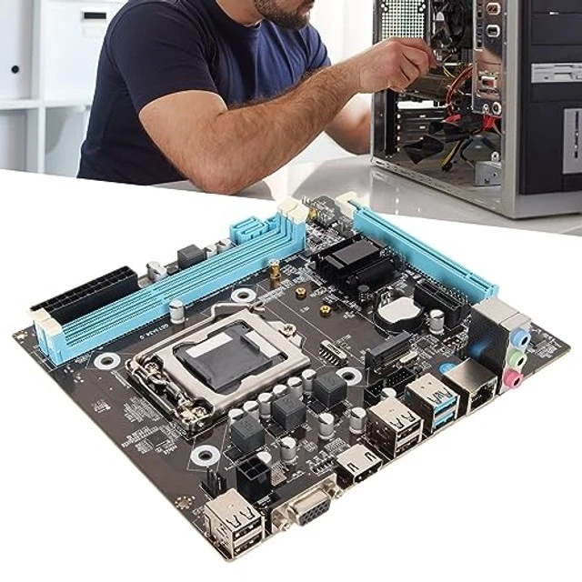 Alt view image 3 of 5 - Yunir Computer Motherboard, H81 Gaming Motherboard Channel Ddr3 M.2 Nvme Ngff Sata Pcie Slot Lga 1150 Micro ATX Pc Motherboard for 4Th Generation