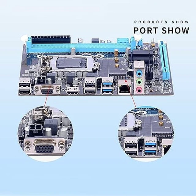 Alt view image 5 of 5 - Yunir Computer Motherboard, H81 Gaming Motherboard Channel Ddr3 M.2 Nvme Ngff Sata Pcie Slot Lga 1150 Micro ATX Pc Motherboard for 4Th Generation