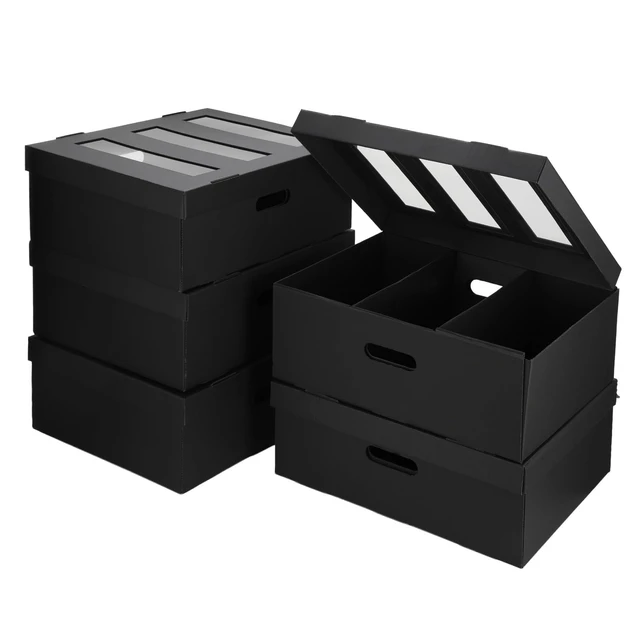 Alt view image 2 of 5 - TIMCORR CD Storage Boxes,5PCS Stackable CD Storage Cases Organizer with Lid,3-Compartment CD Case Holder with Clear Window,Holds 450 Jewel Cases,16.22 x 12.48 x 5.91 inches