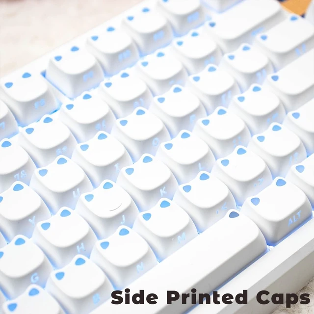 Alt view image 4 of 5 - Side Print Cat Keycaps, MAO Profile PBT Shine Through Keycaps Set, 113 Keys