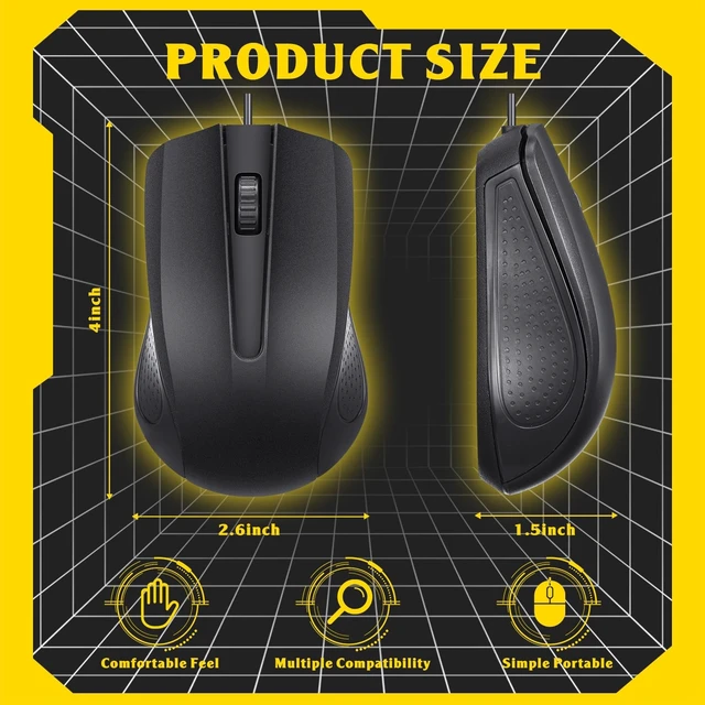 Alt view image 2 of 5 - Xuhal 50 Pack Wired Computer Mouse Bulk Black, 1000 DPI