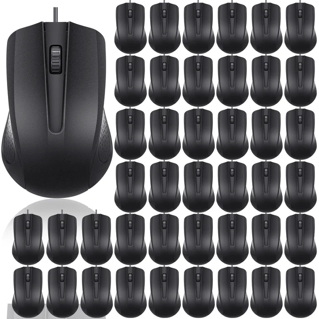 Main image of Xuhal 50 Pack Wired Computer Mouse Bulk Black, 1000 DPI