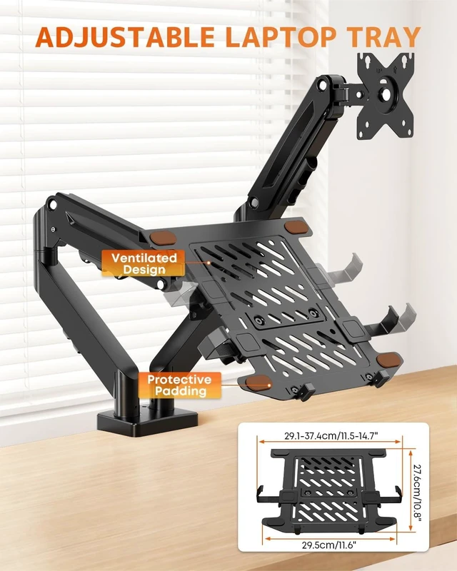 Alt view image 4 of 5 - PUTORSEN Monitor and Laptop Arm for Max 32 Monitor and 17 Laptop