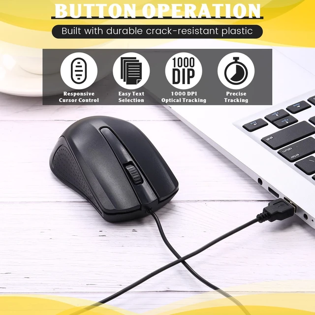 Alt view image 5 of 5 - Xuhal 50 Pack Wired Computer Mouse Bulk Black, 1000 DPI