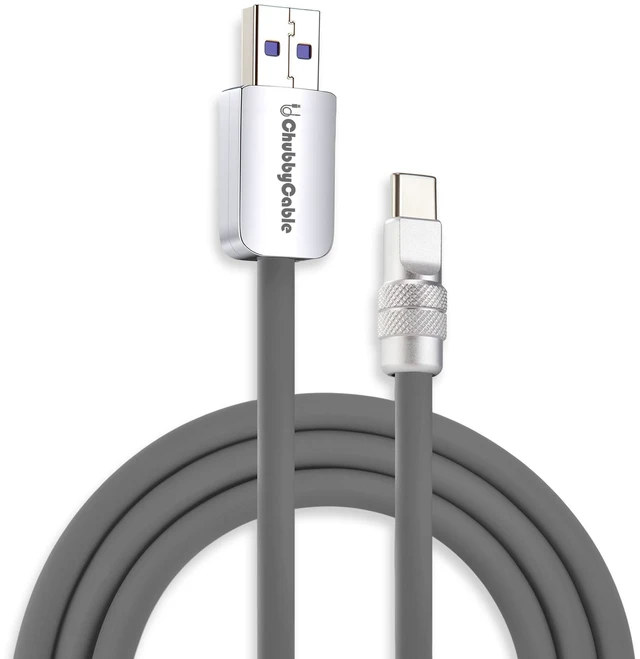 Main image of chubbycable USB A to C 120W Silicone Fast Charging Cable, Gray, 13.1FT