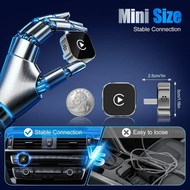 Alt view image 4 of 5 - 2026 Wireless Car Adapter - Universal Smart Screen Converter, USB-C/Type-C,Plug & Play, Zero Delay Needs Built-in Vehicle System (Silver)