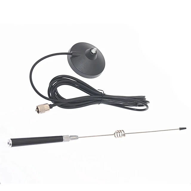 Alt view image 3 of 5 - 16.53 inch Magnetic Mount CB Radio Antenna, 26-28MHz 3dBi PL-259 Connector, 4m RG58U Coax Cable, 30W Heavy Duty Magnet Base Whip Aerial Compatible with Mobile Citizens Band Truck Car Vehicle
