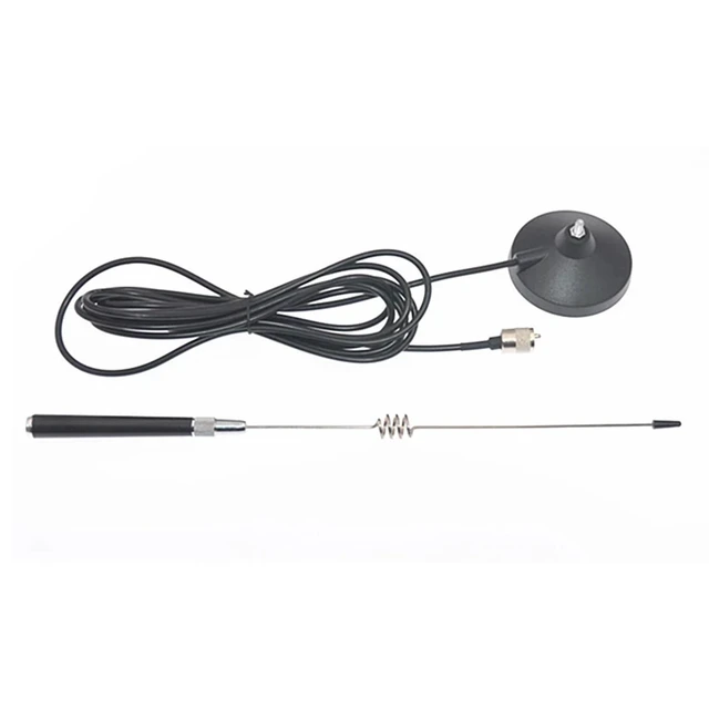 Alt view image 2 of 5 - 16.53 inch Magnetic Mount CB Radio Antenna, 26-28MHz 3dBi PL-259 Connector, 4m RG58U Coax Cable, 30W Heavy Duty Magnet Base Whip Aerial Compatible with Mobile Citizens Band Truck Car Vehicle