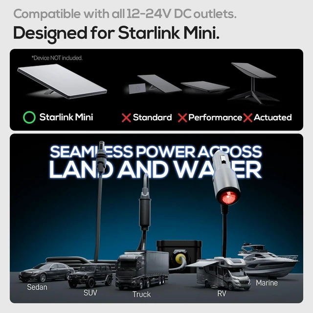 Alt view image 5 of 5 - Starlink Mini Car Adapter 12V to 30V DC Step Up Converter with Switch