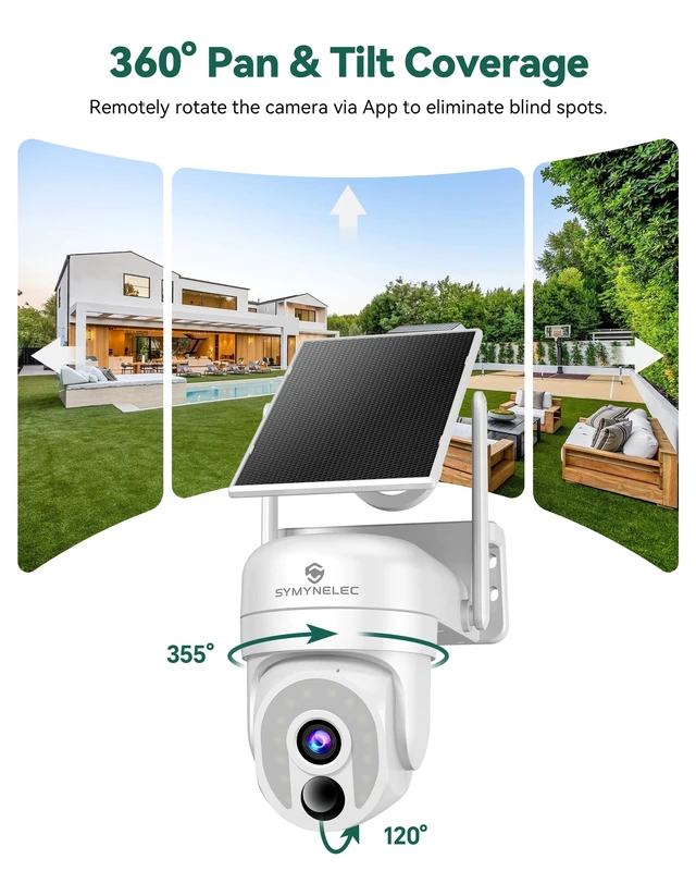 Alt view image 4 of 5 - SYMYNELEC 2.4/5GHz Solar Security Cameras Wireless Outdoor, 100% Wire-Free