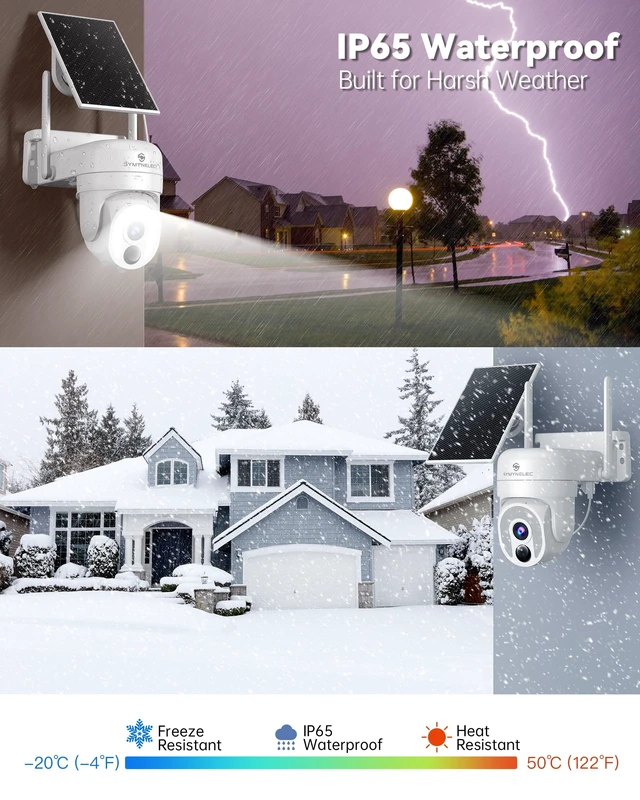 Alt view image 5 of 5 - SYMYNELEC 2.4/5GHz Solar Security Cameras Wireless Outdoor, 100% Wire-Free