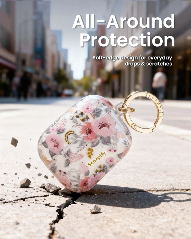 Alt view image 5 of 5 - SCORPIFY for AirPods Pro 3 Case (3rd Generation, 2025) with Keychain, Compatible with Apple AirPod Pro 3, Cute Protective Hard Shell Cover, Wireless Charging Earbuds Case for Women -