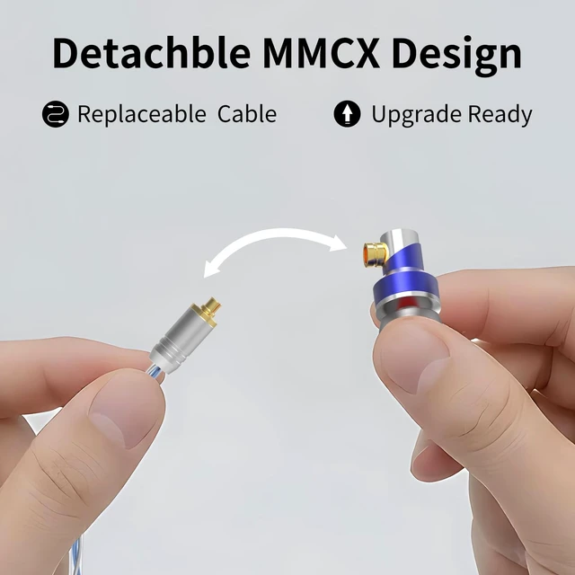 Alt view image 3 of 5 - GUAEIMO G4M3B1L HiFi IEMs, Wired in-Ear Monitors with Detachable MMCX Cable, Professional Audiophile Earbuds, Aluminum Shell & 4-Strand Silver-Plated Cable, 3.5mm No Mic Blue Silver