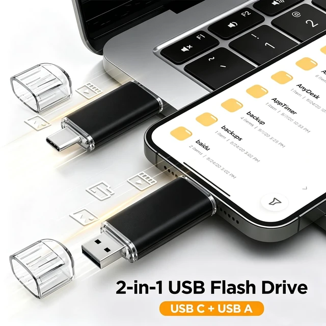 Alt view image 3 of 5 - 16GB 10 Pack USB C Flash Drive, AreTop Dual Drive Type-C 2-in-1 Thumb Drive