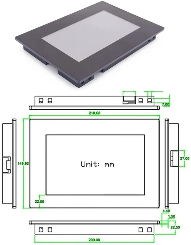 Alt view image 5 of 5 - Ferwooh 7.0" Nextion Enhanced HMI USART UART Serial TFT LCD Module Display Resistive Touch Panel Touchscreen with Enclosure