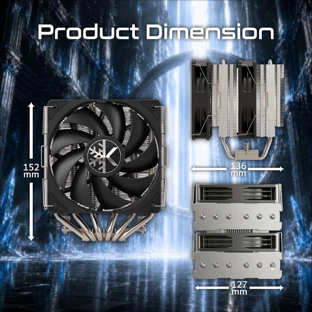 Alt view image 5 of 5 - KINGCOOL CRYO Titan SE 120mm Dual-Tower CPU Air Cooler 260W TDP PC Cooler