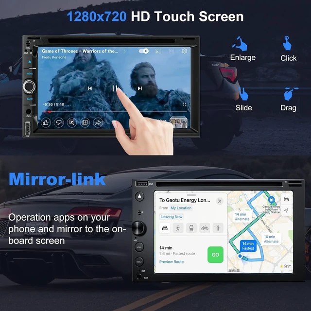 Alt view image 3 of 5 - Double Din Car Radio Stereo with 7-Inch Touch Screen Support CD/DVD Player