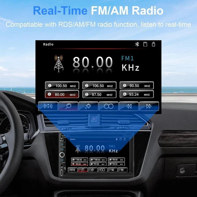 Alt view image 5 of 5 - Double Din Car Radio Stereo with 7-Inch Touch Screen Support CD/DVD Player