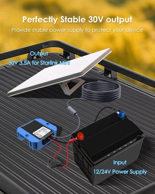 Alt view image 2 of 5 - Starlink Mini 12V to 30V Step Up Converter with DC Female Plug, Blue