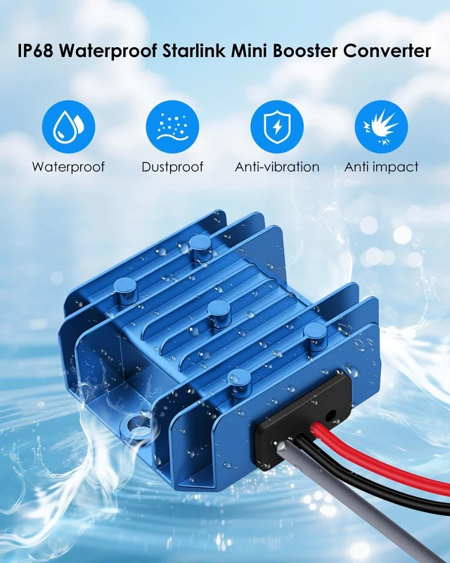 Alt view image 3 of 5 - Starlink Mini 12V to 30V Step Up Converter with DC Female Plug, Blue