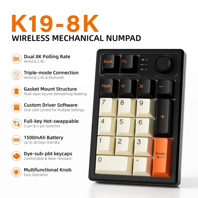 Alt view image 2 of 5 - K19Pro Numeric Keyboard, Long-Lasting Version (Without RGB)