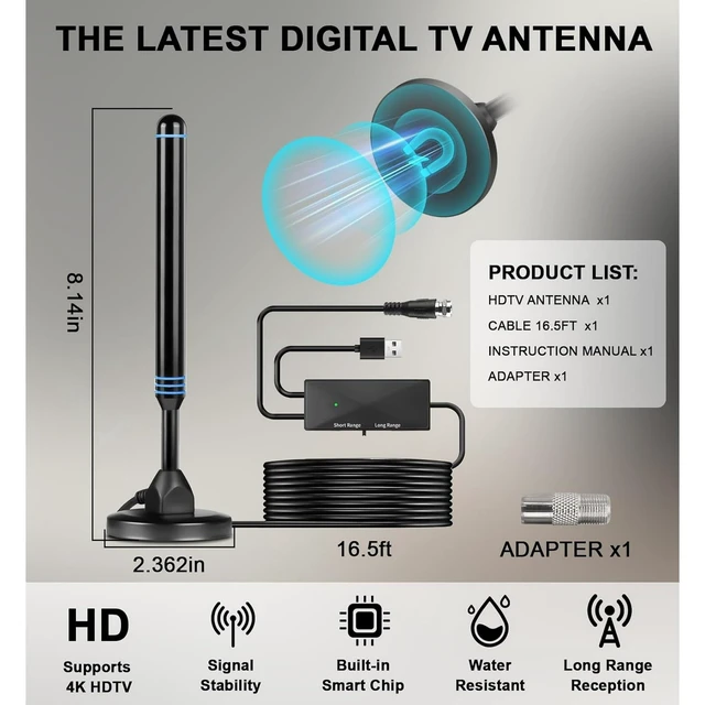 Alt view image 4 of 5 - TV Antenna Indoor for Smart TV HD Digital TV Antennas for Local Channels