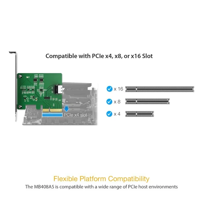 Alt view image 5 of 5 - ICY DOCK EXLink MB408A5 MCIO 4i (SFF-TA-1016) to PCIe 5.0 x4 Adapter with Redriver