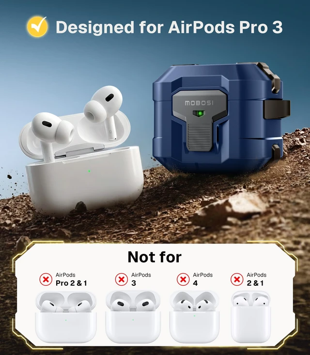 Alt view image 2 of 5 - MOBOSI for AirPods Pro 3 Case 2025 with Drop-Proof Lock, Blue