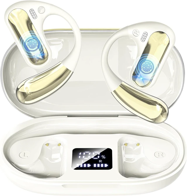 Main image of CoolJumper Open Ear Headphones, Bluetooth 5.4 Ear Hook Earbuds with 16.2mm Driver, 60H Playtime LED Charging Case, IPX7 Waterproof Sports Earbuds with ENC Clear Calls for Running Gym Commute