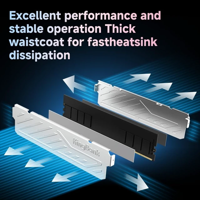 Alt view image 4 of 5 - KingBank Computer Desktop Memory Ram DDR4 16GB(2x8GB) 3600MHZ CL18 1.35V XMP2.0 Overclocking with Heatsink for PC Gaming/Office/PS,Silver