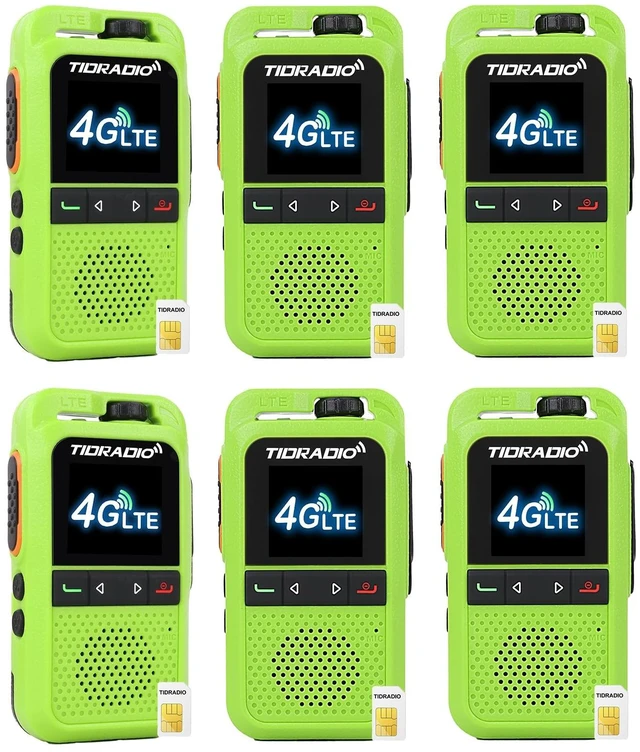Main image of TIDRADIO TD-G100 Rapid Unlimited Range 4G LTE PoC Radios Long Range Walkie Talkies,Nationwide PPT Two Way Radios,Global Walkie-Talkie for Family,Logistics,Construction site,Green-6Pack