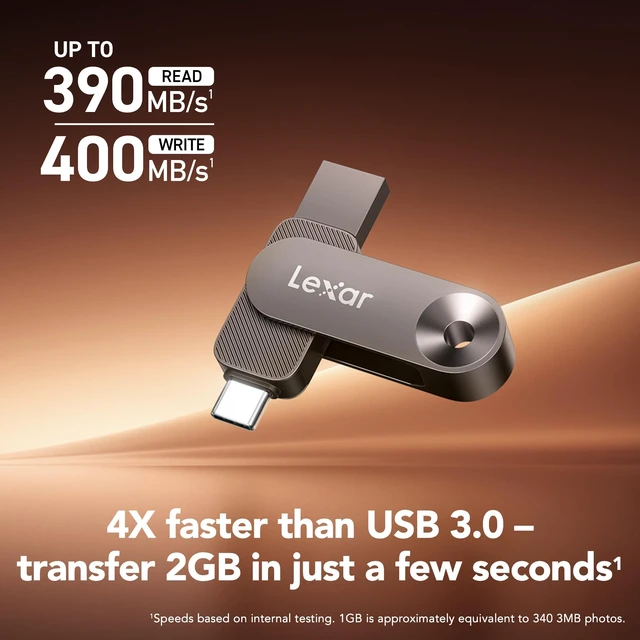 Alt view image 3 of 5 - Lexar 1TB Dual Drive D500 External SSD, 390MB/s Read, USB-C/A, USB 3.2