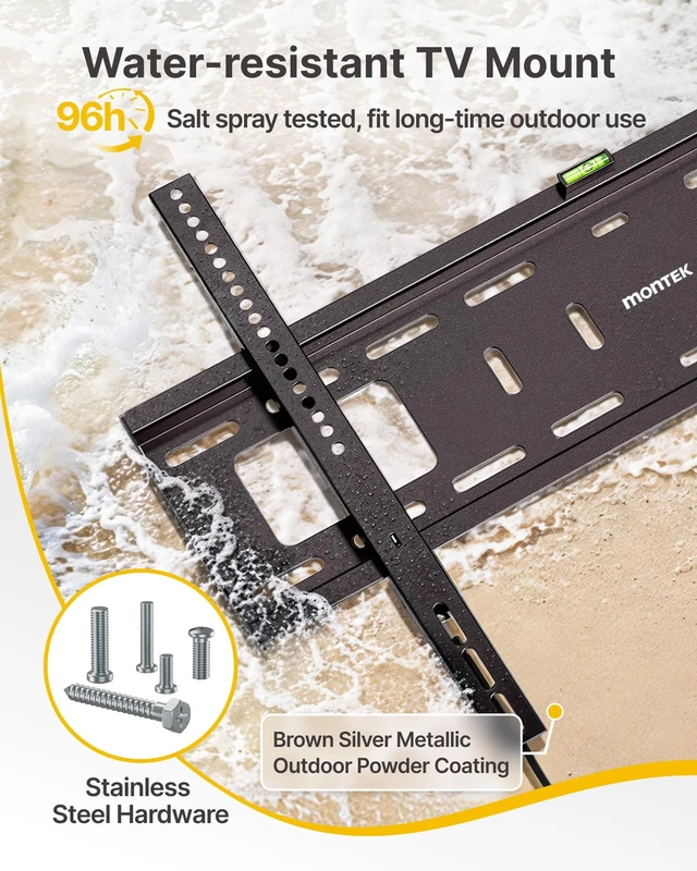 Alt view image 3 of 5 - monTEK Outdoor Weatherproof TV Wall Mount for 37-86" TVs up to 176lbs,Fixed