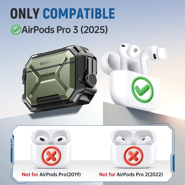 Alt view image 2 of 5 - MOBOSI for AirPods Pro 3 Case IP68 Waterproof, Green