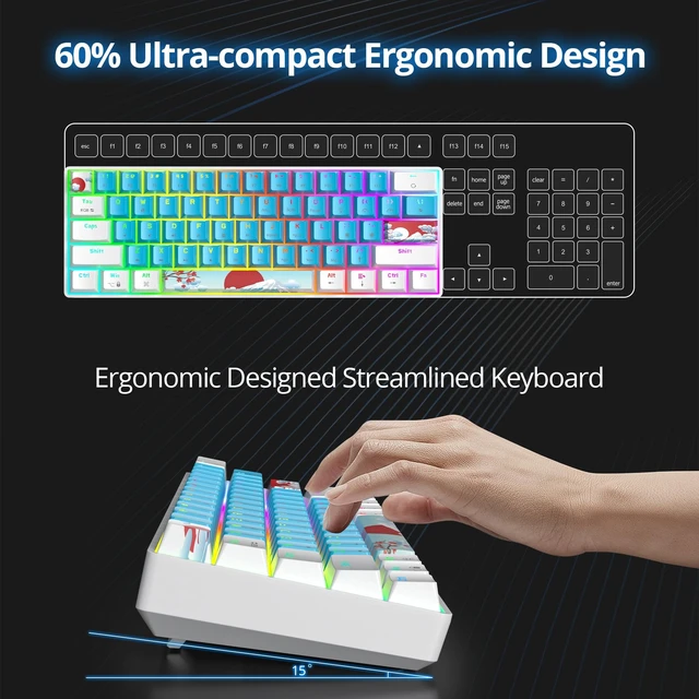 Alt view image 4 of 5 - Vumilstek 60% Mechanical Keyboard Wired Linear Red Switch RGB Backlight