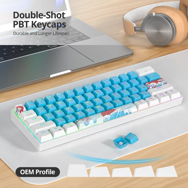 Alt view image 5 of 5 - Vumilstek 60% Mechanical Keyboard Wired Linear Red Switch RGB Backlight