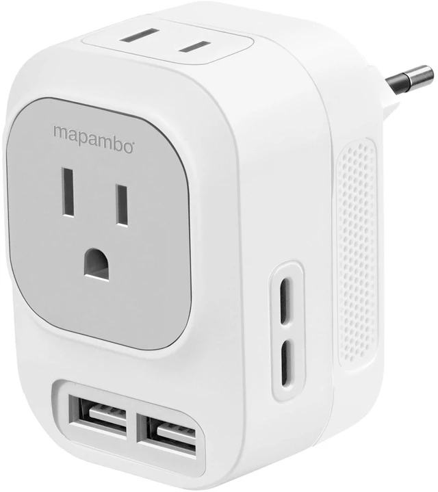 Main image of 220V to 110V Voltage Converter US to Europe with 2 USB A 2 USB C Fast Charging, Power Converter for European Travel International Universal Travel Adapter for France Italy Germany Spain