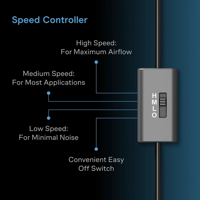 Alt view image 3 of 5 - AC Infinity MULTIFAN S1, Ultra-Quiet 80mm USB Fan with Speed Controller