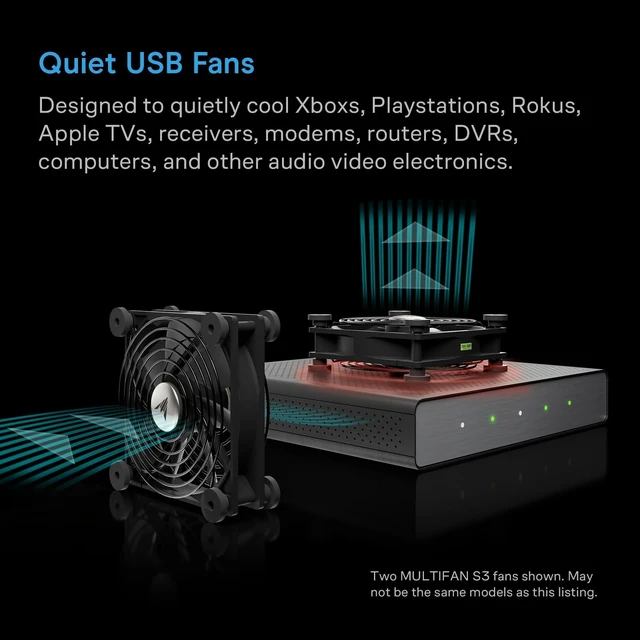 Alt view image 2 of 5 - AC Infinity MULTIFAN S1, Ultra-Quiet 80mm USB Fan with Speed Controller