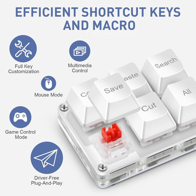 Alt view image 4 of 5 - Mini 6-Key Copy Paste Programmable Keyboard Hotswappable Mechanical Switch