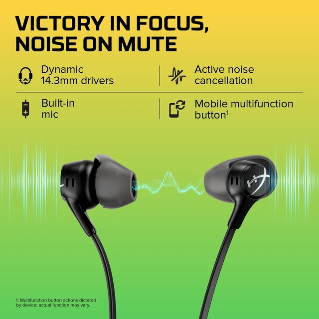 Alt view image 4 of 5 - HyperX Cloud Earbuds II 14mm Drivers, Four Eartips, Hard-Shell Carrying Case, Low-Profile 90 Plug, 3.5mm Plug, Built-in Microphone, Multi-Function Button, PC, Mobile, Nintendo Switch Black