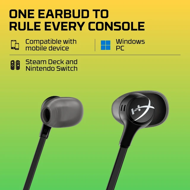 Alt view image 5 of 5 - HyperX Cloud Earbuds II 14mm Drivers, Four Eartips, Hard-Shell Carrying Case, Low-Profile 90 Plug, 3.5mm Plug, Built-in Microphone, Multi-Function Button, PC, Mobile, Nintendo Switch Black