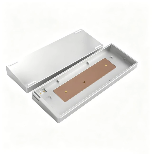 Main image of YMKPVR KBDiy Nova60 Case Fit Wooting 60 HE Tofu60 GH60 Holy60 GK61 Mechanical Keyboard CNC E-Coating Anodized (with Brass Weight Bar)(Silver)