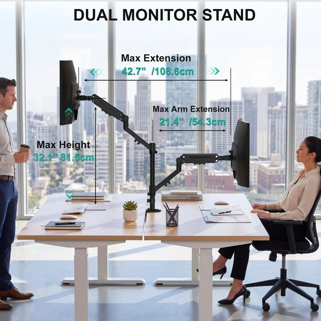 Alt view image 3 of 5 - WALI Vertical Dual Monitor Mount for 13-40 inch Screens, up to 26.4 lbs