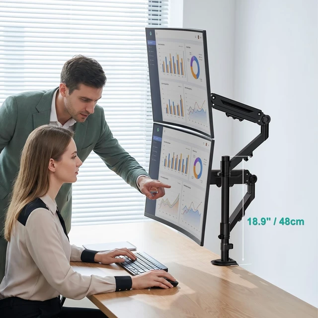 Alt view image 5 of 5 - WALI Vertical Dual Monitor Mount for 13-40 inch Screens, up to 26.4 lbs
