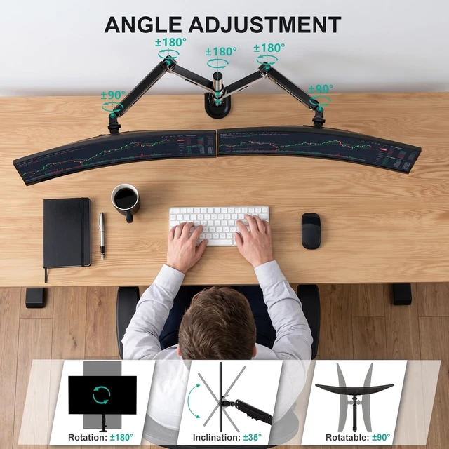 Alt view image 4 of 5 - WALI Vertical Dual Monitor Mount for 13-40 inch Screens, up to 26.4 lbs