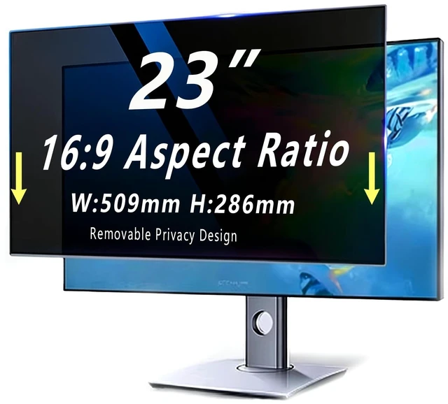 Main image of Vizbloc 23 Inch computer privacy screen for 16:9 Monitor, Removable Anti-Glare Blue Light Filter & Anti-Scratch Protector Film, Privacy Shield for HP Dell Asus Acer Samsung Desktop Mon