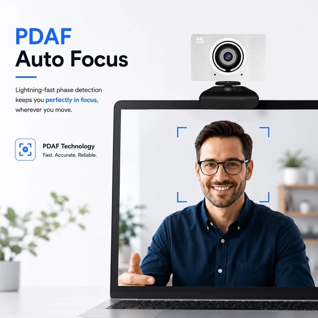 Alt view image 3 of 5 - AEICIK 4K UHD Webcam with Autofocus, Microphone, 90 FOV, Phantom Gray