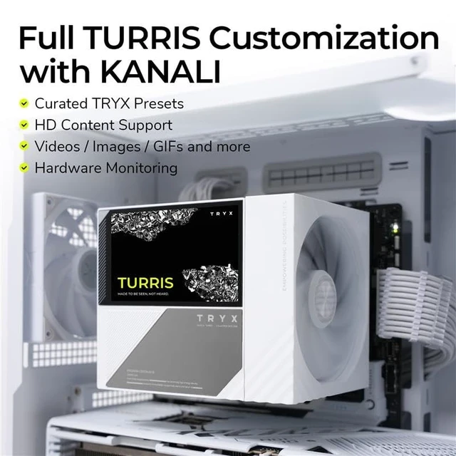 Alt view image 5 of 5 - TRYX TURRIS 620 CPU Cooler White 5.0" HP IPS Customizable Screen 280w TDP